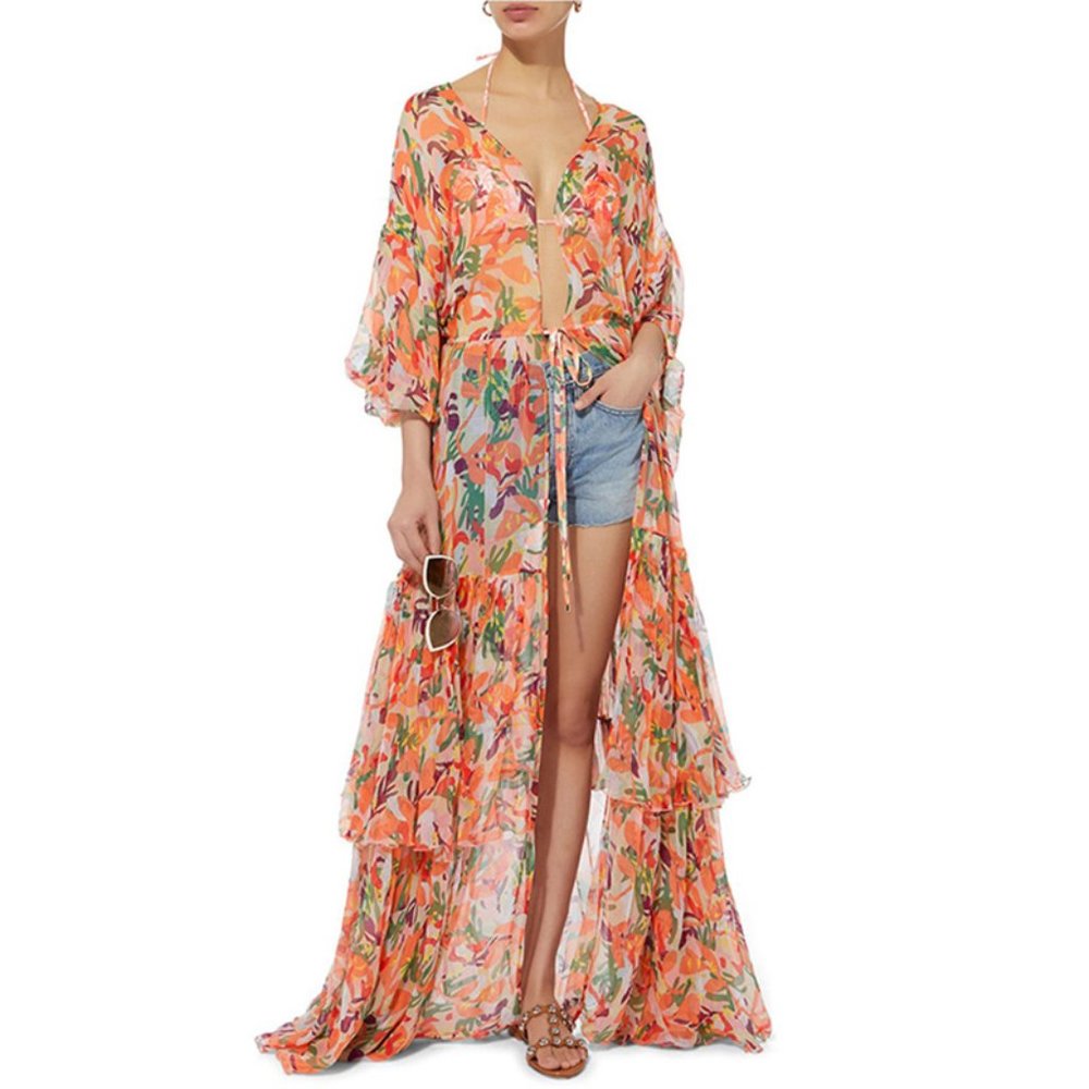 Saloni Nikki Collage Maxi Dress Duster x Intermix